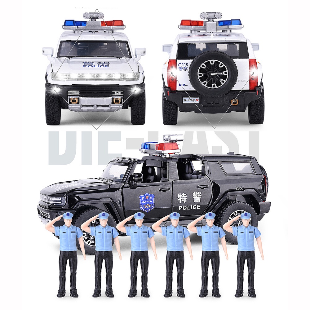 Mô Hình Xe Cảnh Sát Hummer Suv Bằng Hợp Kim Kẽm Tỷ Lệ 1 / 32 Có Đèn Và Âm Thanh Độc Đáo