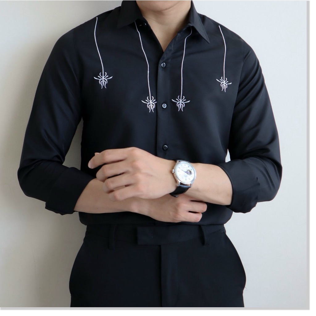 Áo sơ mi in thêu dài tay nam cực đẹp phong cách hàn quốc cho các bạn trẻ NYNA