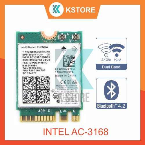 Card wifi Intel 3168AC, AX210, Killer 1675x khe M2 cho laptop, PC - Thiết bị thu wifi cho máy tính