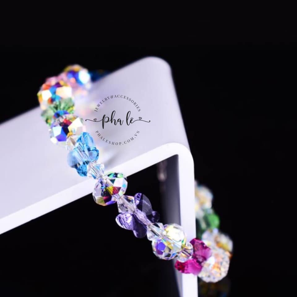 Vòng Tay Pha Lê Bướm Màu S08mm - Tròn Dẹp Được Thiết Kế Từ Pha Lê Swarovski
