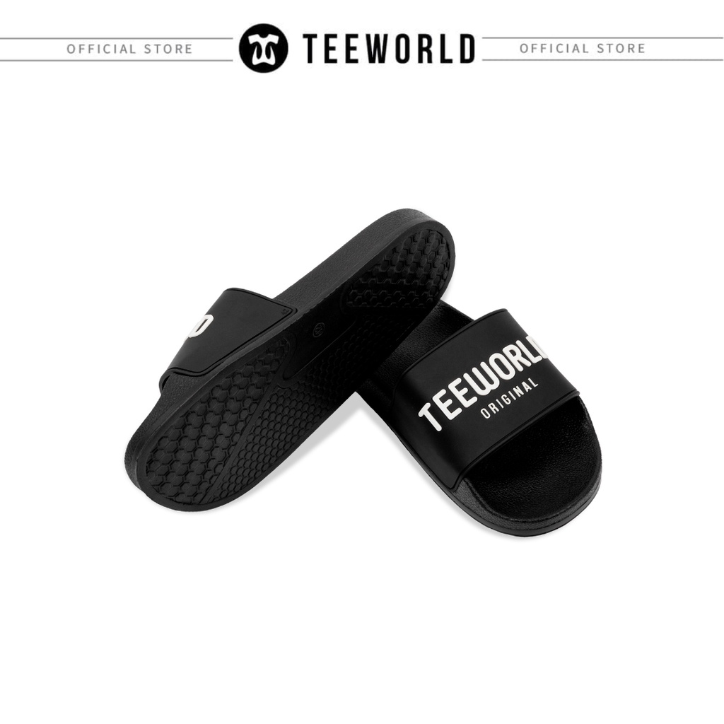 Dép quai ngang Slipper Local Brand Teeworld Đen Unisex Nam Nữ