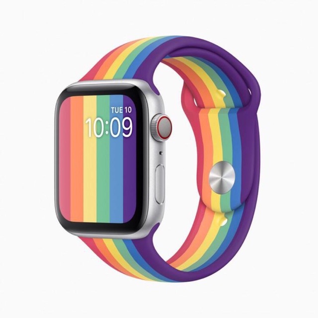 Dây Đeo Apple Watch 5/4/3/2/1 Dẻo Silicon Cầu Vòng 7 Màu size 38/40mm 42/44mm