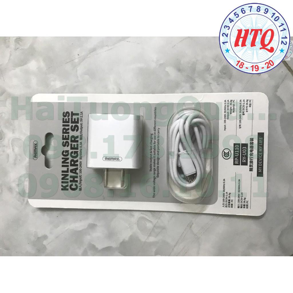 Củ sạc 1 cổng 2.1A + dây sạc Charger Remax Kinling Series RY-U03/RP-U110