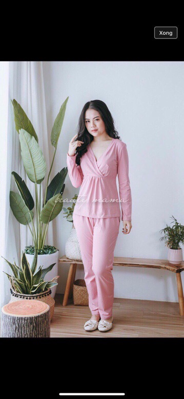 Bộ bầu và sau sinh dài hàng cotton loại đẹp