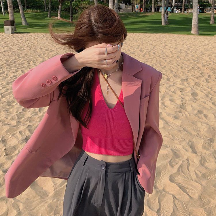 Áo Croptop Yếm Nữ Chất Len Thoáng Mịn Mỏng Diệt Kim Thắt Nơ Sau, Cổ V Thời Trang Gợi Cảm V12
