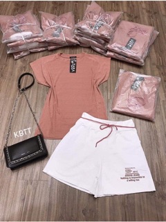 SET ÁO PULL HỒNG+ SOOC CHỮ DÂY