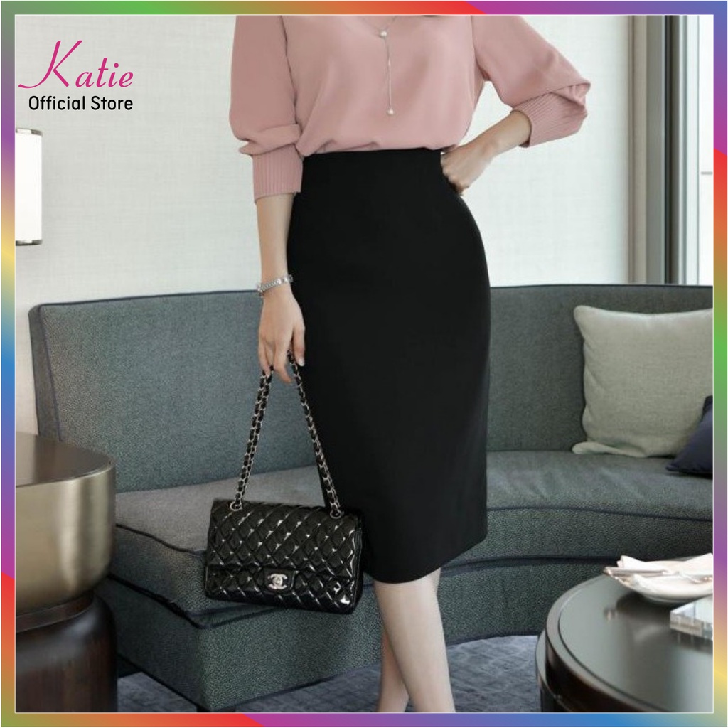Chân Váy Bút Chì Katie Chân Váy Bó Dài Qua Gối 63cm Nhiều Màu Váy Công Sở BigSize Đến 80kg Co Giãn 4 Chiều Cv63cm