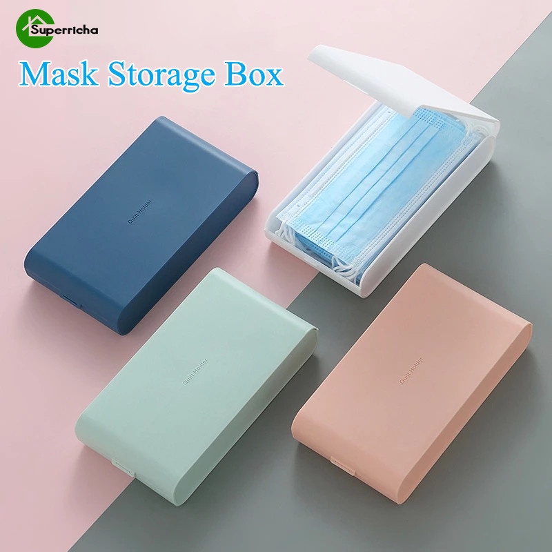 Hộp Đựng Khẩu Trang Bằng Nhựa Màu Trơn Chống Nước Chống Bụi Có Nắp Đậy Nhỏ Gọn Dùng Khi Đi Du Lịch
