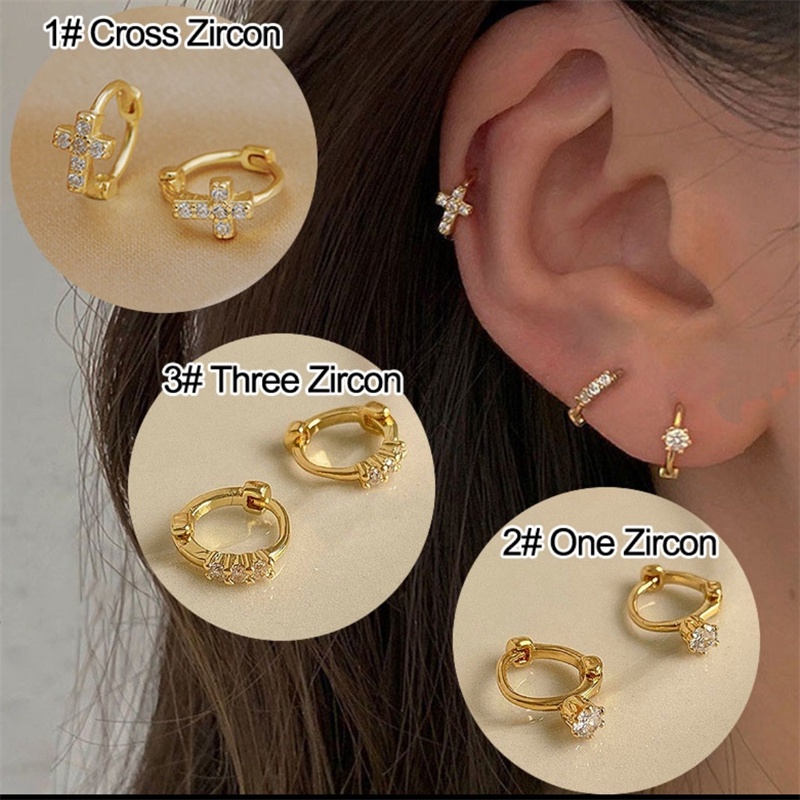 Bông Tai Mạ Vàng 18k Đính Đá Thời Trang Hàn Quốc Dành Cho Nữ 474E