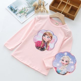 Áo thun tay dài biến hình elsa cho bé gái