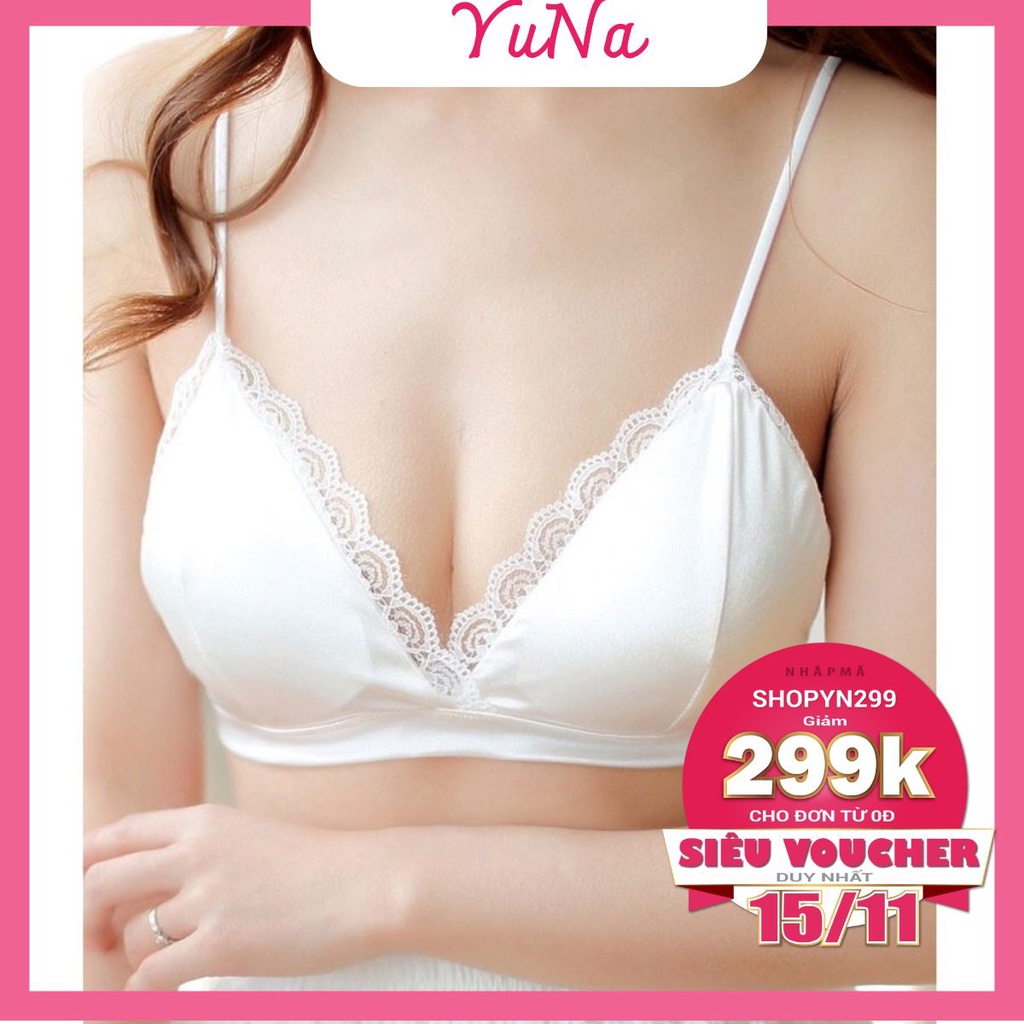  Áo bra 2 dây Yuna satin viền ren mút mỏng siêu đẹp, phụ kiện thời trang MAIKA