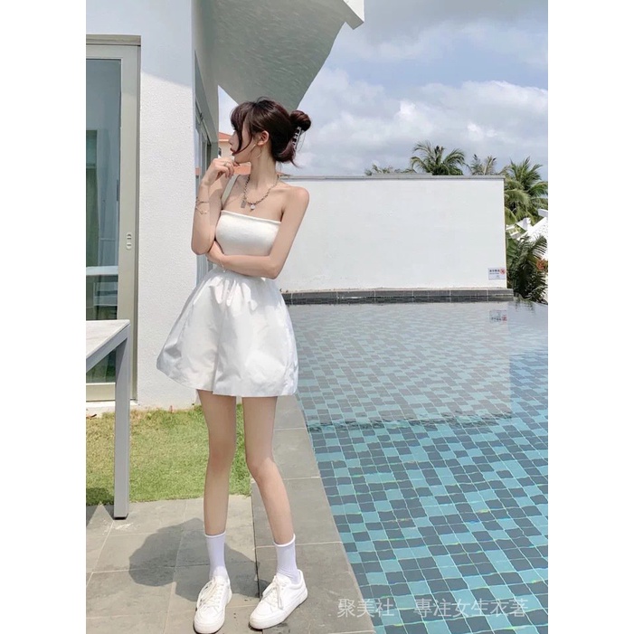 Jumpsuit giả váy ống rộng lưng cao tôn dáng hợp thời trang phong cách Hàn Quốc cho nữ | BigBuy360 - bigbuy360.vn