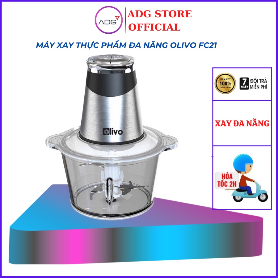 Máy xay thịt đa năng máy xay thực phẩm bằng tay OLIVO FC21 cối thủy tinh dày hàng cao cấp bảo hành 24 tháng chính hãng