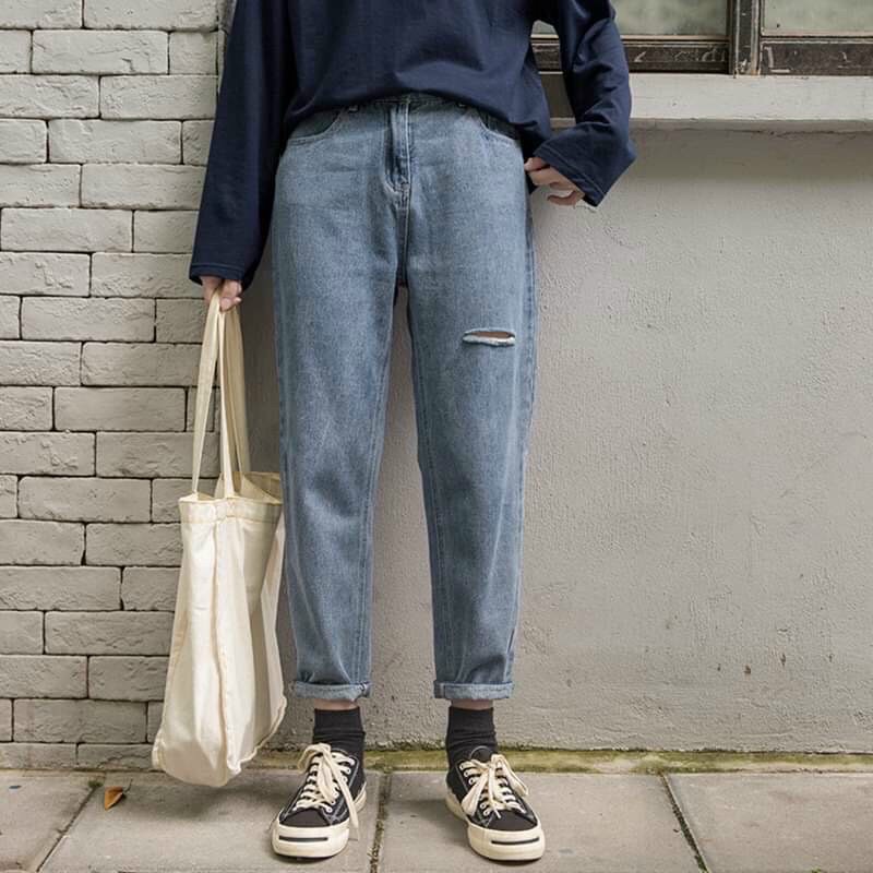 Quần jean baggy nữ bigsize lưng cao cạp cao MUP Bigsize JB02
