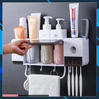 Bộ Nhả Kem Đánh Răng Tự Động Kèm 3 Cốc - Kệ để đồ dùng nhà tắm đa năng