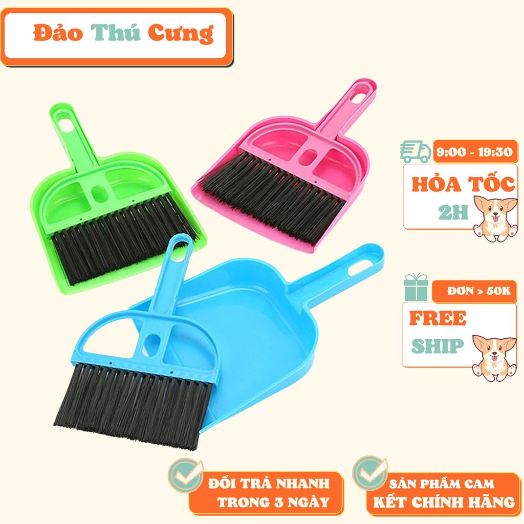 Xẻng xúc cát vệ sinh mèo kèm chỗi - xẻng hốt cát dọn vệ sinh phân cho mèo - phụ kiện chó mèo
