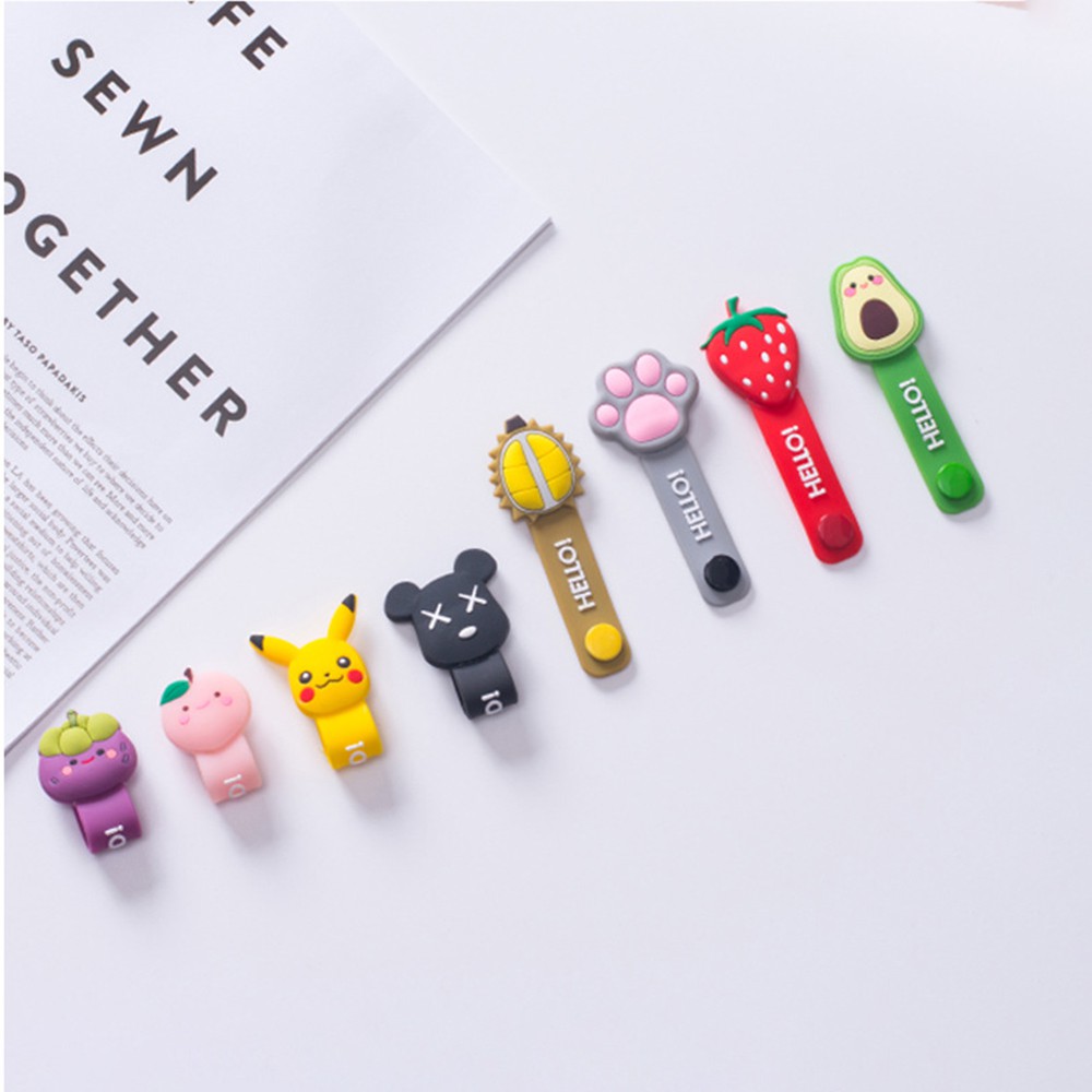 Dây quấn buộc tai nghe kiểu hoạt hình có khóa bấm chất liệu silicon dễ thương tiện dụng | BigBuy360 - bigbuy360.vn