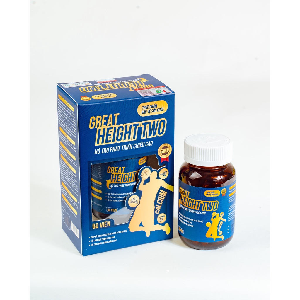GREAT HEIGHT TWO ❤️ ❤️Viên uống hỗ trợ tăng chiều cao cho trẻ - Hộp 60 Viên