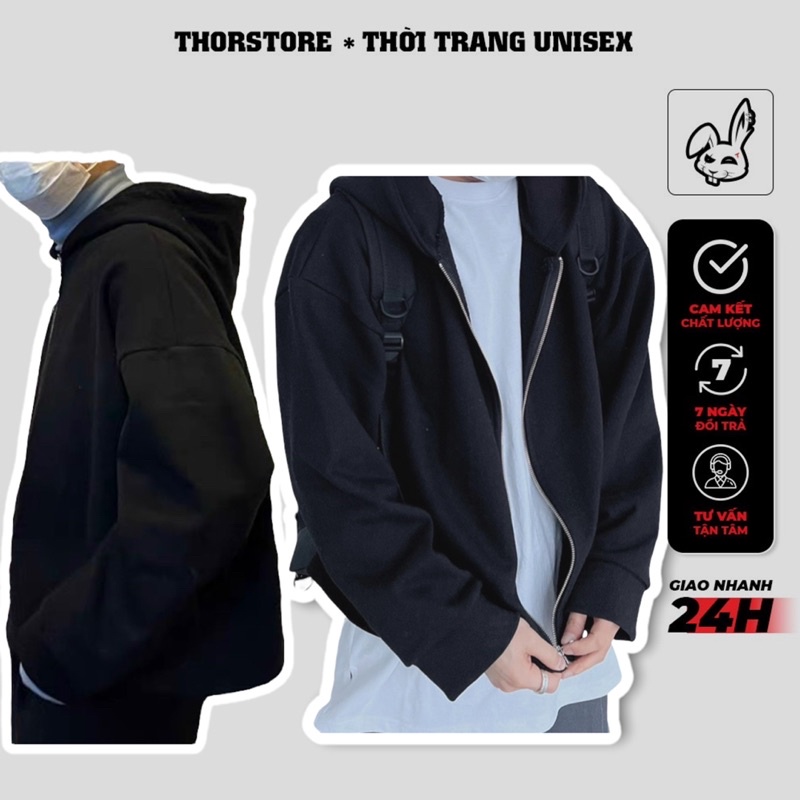 Áo hoodie nam nữ,thiết kế dáng lửng màu đen