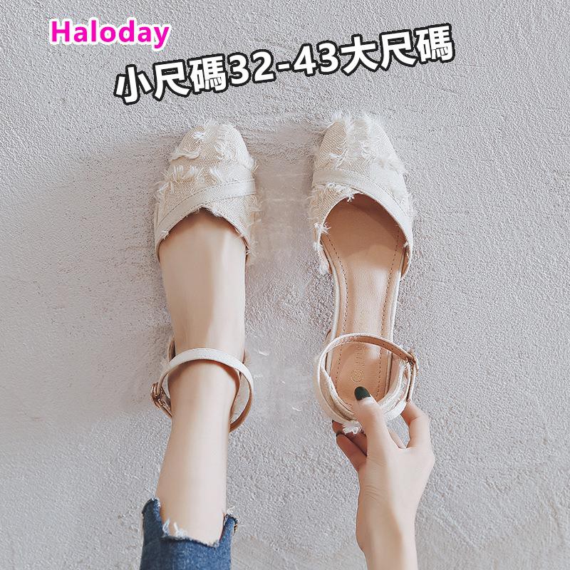 Giày Size lớn 32-43 thời trang trẻ trung👠Giày sandal gót dày phong cách Retro thời trang nữ sành điệu 2021