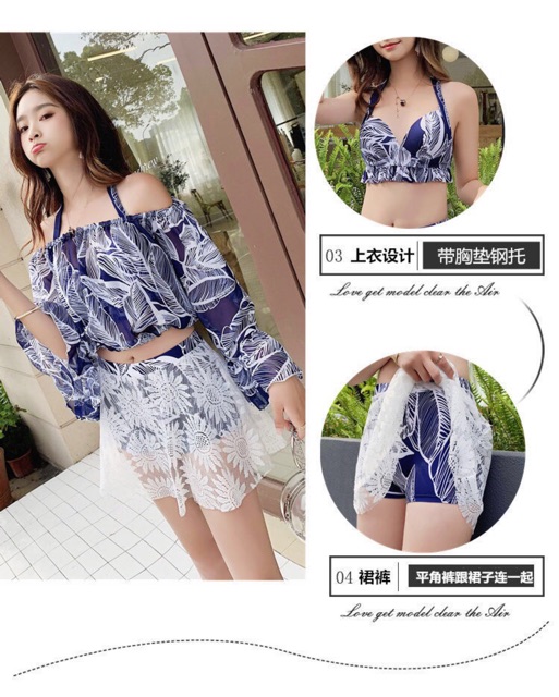 bikini áo tắm set 3 chi tiết 9866 mẫu mới 2020