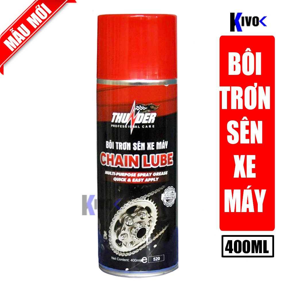 Chai Xịt Chống Rỉ Sét Và Bôi Trơn Sên Xe Máy Chain Lube Thunder 400ml Bôi Trơn Xích Xe, Động Cơ