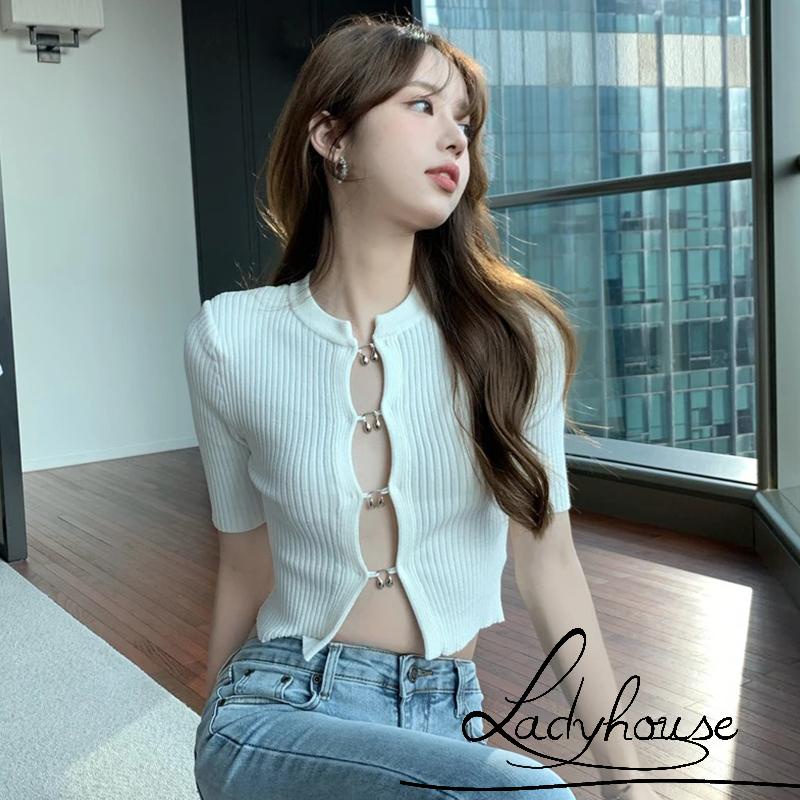 Áo Thun Tay Ngắn Cổ Tròn Màu Trơn Thời Trang Mùa Hè Dành Cho Nữ