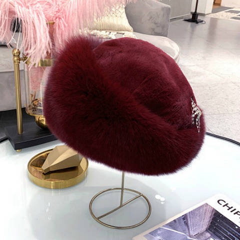 Nón Lông Cáo Nhân Tạo Dày Dặn Giữ Ấm Mùa Đông Phong Cách Nga Cho Nữ