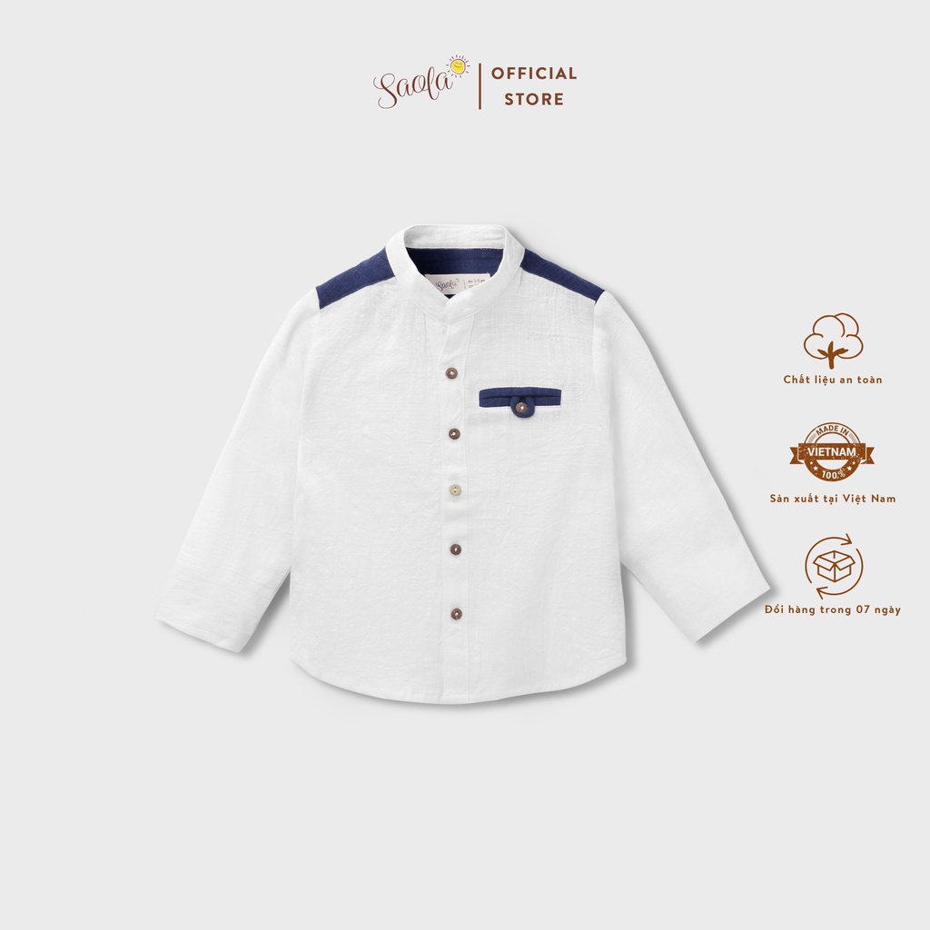 Áo Sơ Mi Bé Trai Cổ Trụ Phong Cách Hàn Quốc Dễ Thương - ALAN TOP - TOC003 - SAOLA KIDS CLOTHING