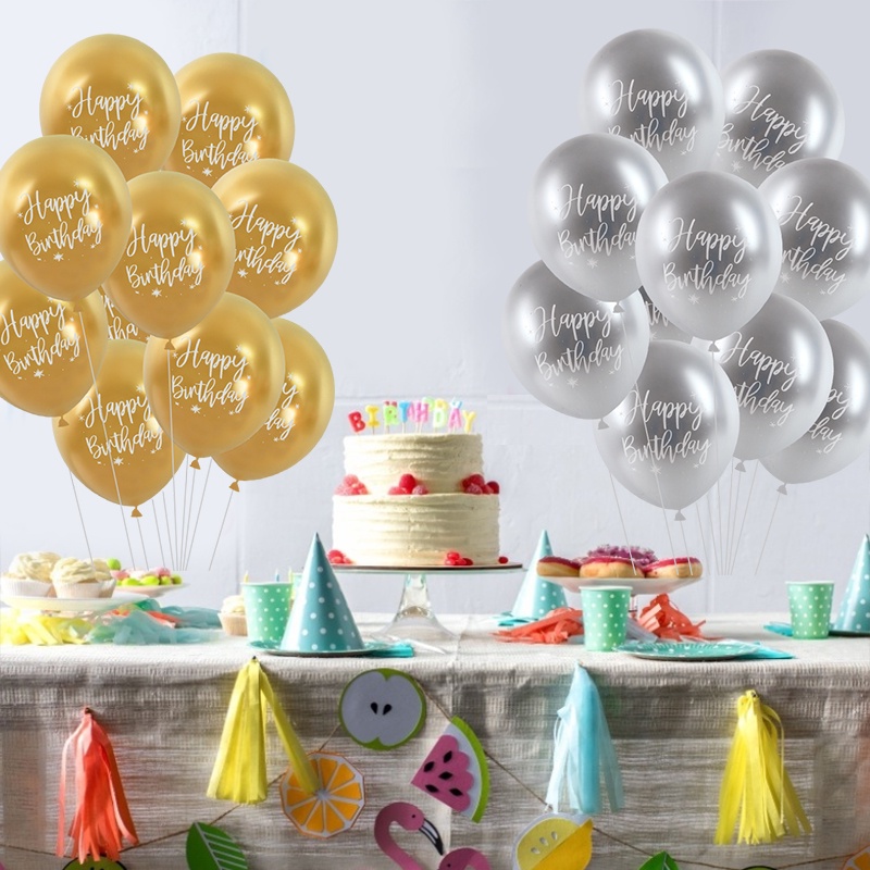 1 Bong Bóng 12inch Nhôm Heli Heli Hình Chữ Happy Birthday Dùng Trang Trí Tiệc