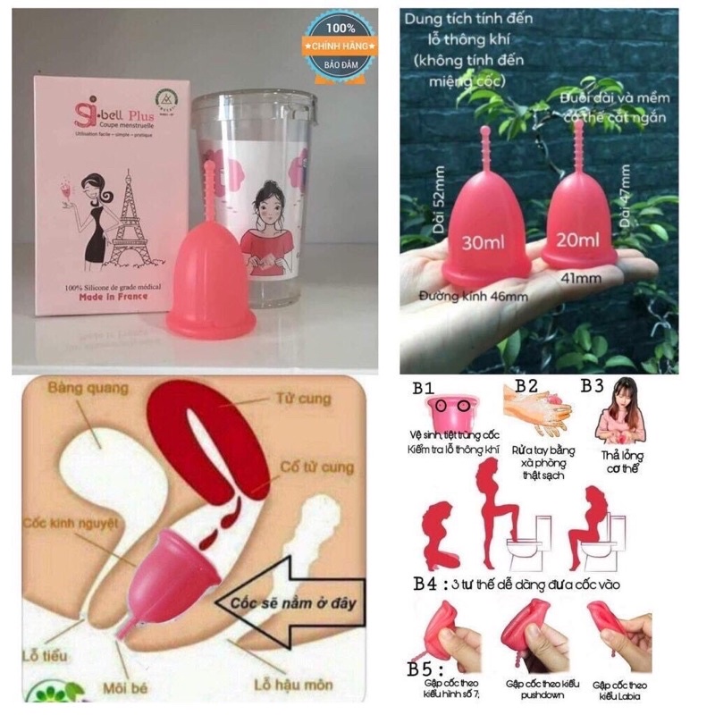 Cốc Nguyệt San SIBELL Plus siêu mềm,Thay thế băng vệ sinh, Xóa tan nỗi lo ngày dâu- Nhập Khẩu Chính Hãng