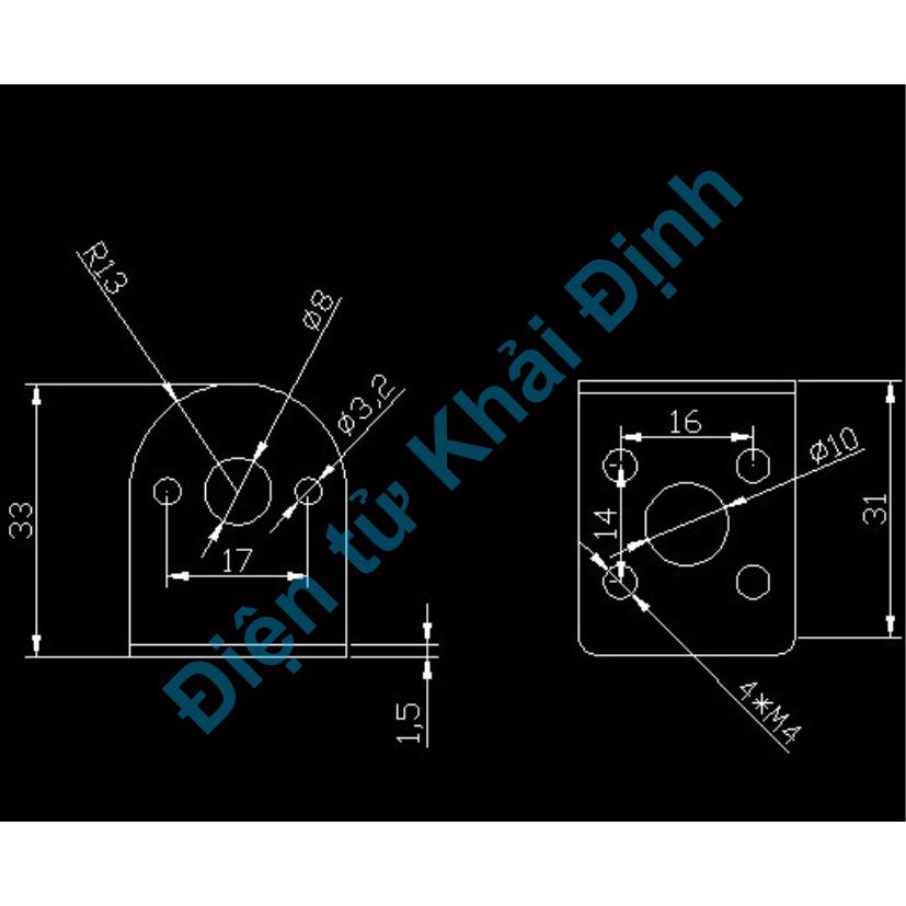 2 cái khung giá đỡ động cơ 25mm động cơ DC 370 kde7575