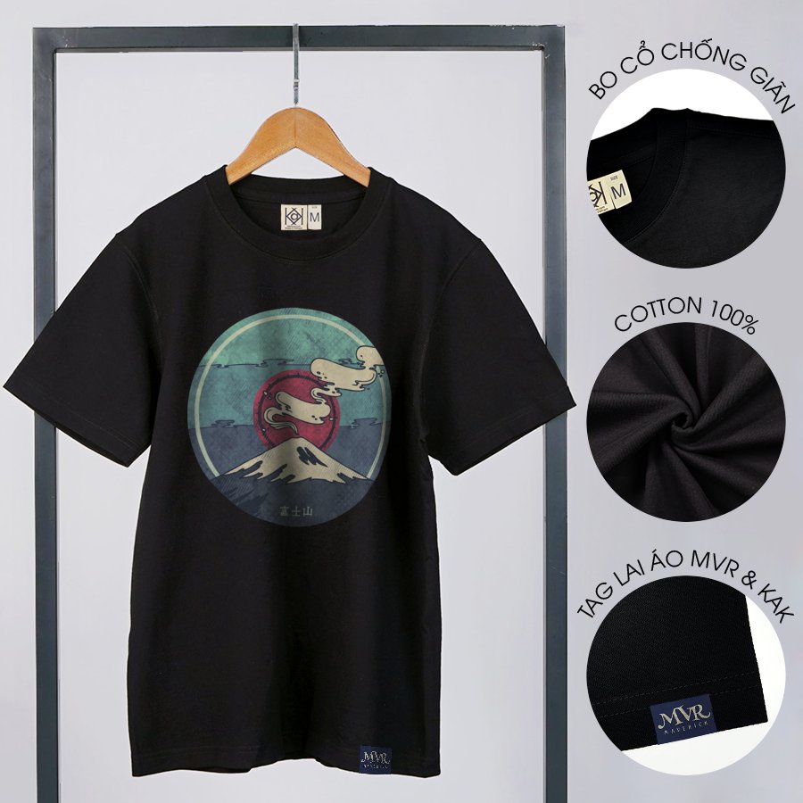 Áo thun form rộng phông cotton unisex nữ nam núi Nhật Bản mặt trời mọc MVR KK3985