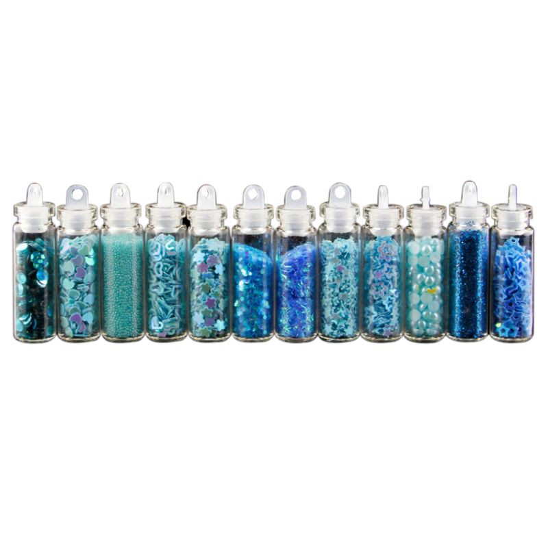 (Hàng Mới Về) Set 12 Lọ Gel Kim Tuyến Hỗ Trợ Trang Trí Móng Diy