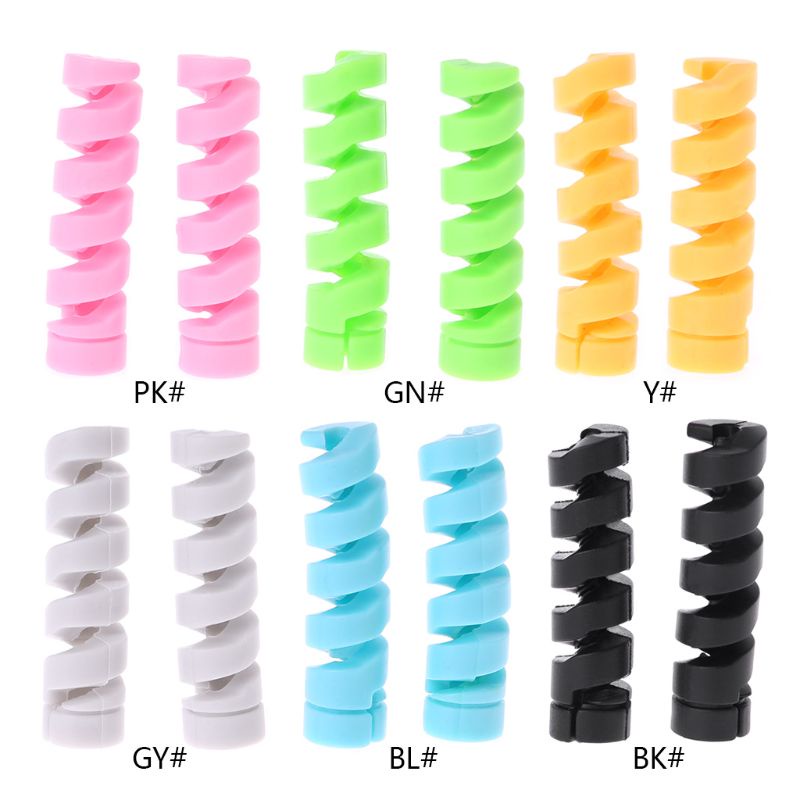 Set 1 2 Phụ Kiện Bảo Vệ Dây Cáp Sạc USB Hình Xoắn Ốc Cho Điện Thoại Thông Minh