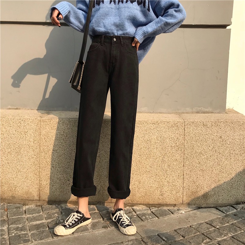 [Hàng có sẵn] Quần jeans nữ suông Ulzzang Quảng Châu QDJ33