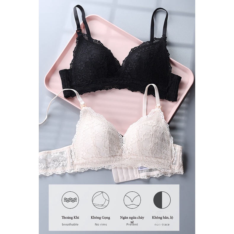 Áo ngực bầu và cho con bú sau sinh phối ren bra không gọng chống chảy xệ cao cấp lilyfashion thấm hút mồ hôi cho mẹ bầu
