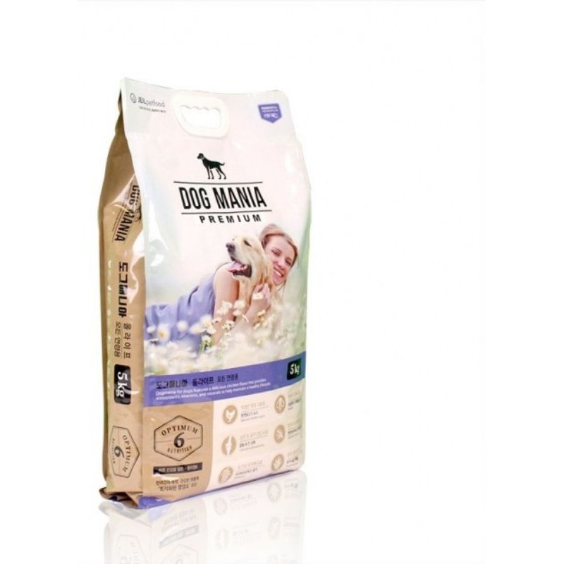5kgTHỨC ĂN CHO CHÓ DOG MANIA PREMIUM 5KG (MỌI LỨA TUỔI)Thức ăn hạt cao cấp dành cho chó được nhập khẩu từ Hàn Quốc