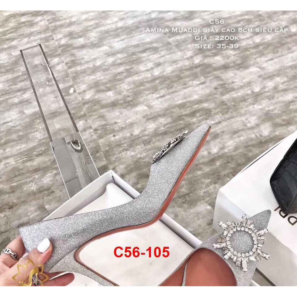 C56-105 Amina Muaddi giày cao 8cm siêu cấp