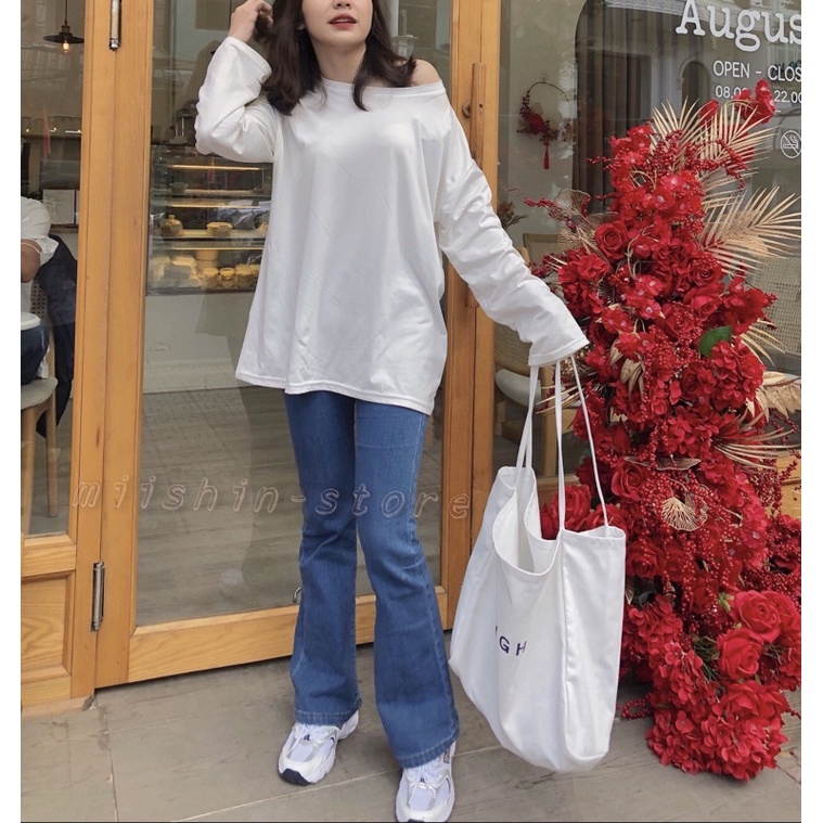 QUẦN JEANS ỐNG LOE CẠP CAO TÔN DÁNG NÂNG HÔNG SIÊU XINH