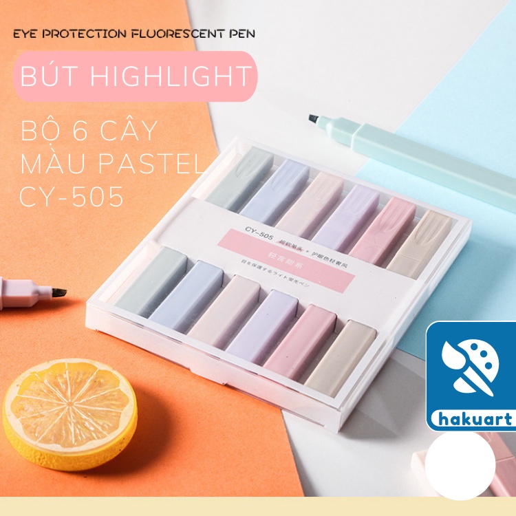 Set 6 Bút Highlight CY-505 Cream Color Pastel - Họa Cụ Hakuart