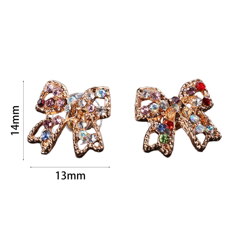 Đôi bông tai hình nơ đính đá màu thời trang cho nữ