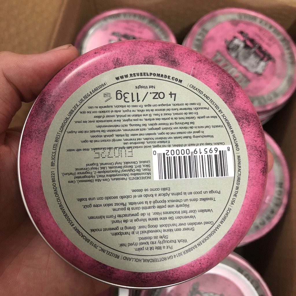 Sáp vuốt tóc Reuzel Grease Heavy Hold Pomade - Lợn Hồng