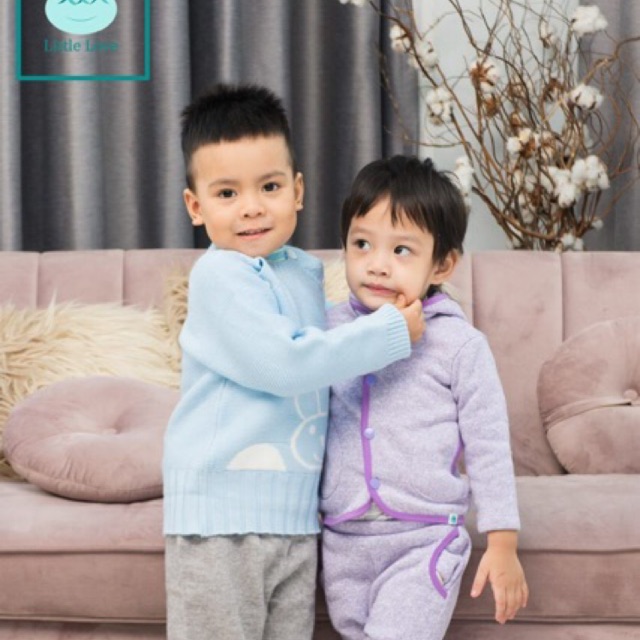 Bộ nỉ có mũ cúc giữa LIL little love