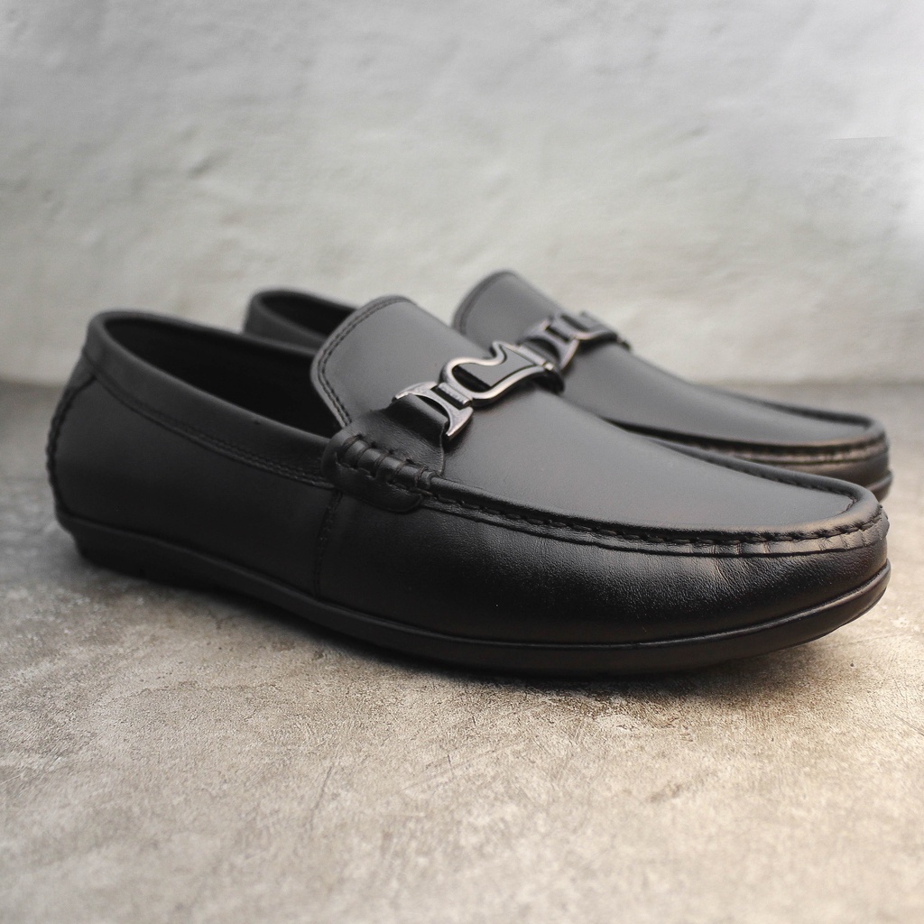 Giày lười nam da bò cao cấp đế khâu màu đen, chất liệu bền bỉ, đế cao su đi mềm êm chân - Mã sản phẩm: GL22