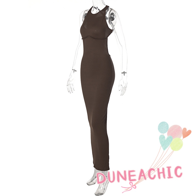 DUNEA Đầm sát nách hở lưng quyến rũ thời trang cho nữ