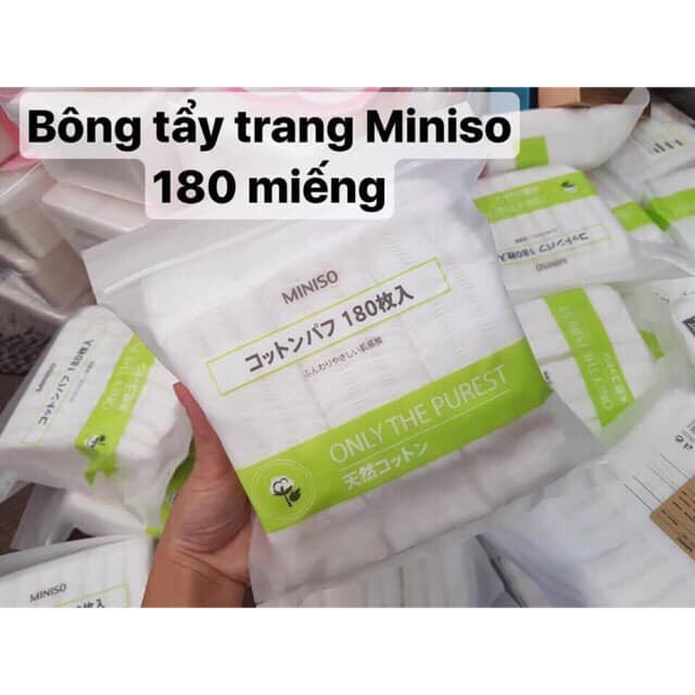 Bông Tẩy Trang Miniso 180 Miếng  Nhật Bản - Chính Hãng