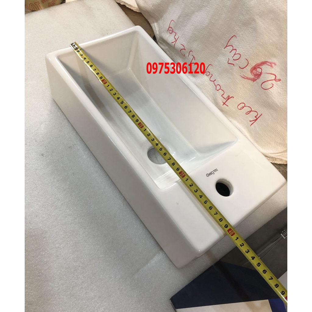 LAVABO MINI NHỎ Chậu rửa mặt lavabo chữ nhật treo tường hay đặt bàn 03NA 20x40cm, men NANO chống ố chống bám bẩn