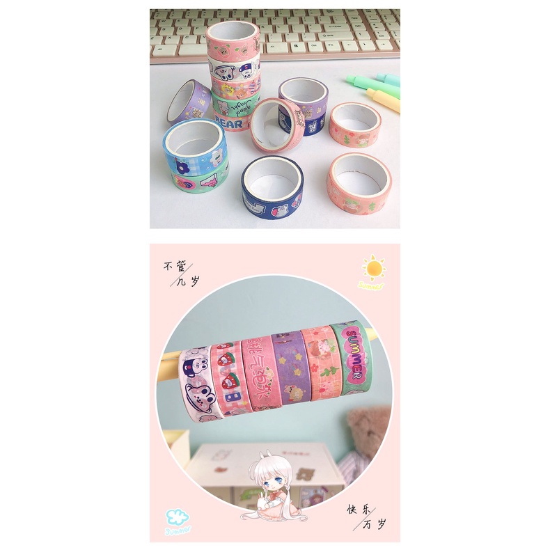 Băng dính washi tape in hình hoạ tiết đáng yêu Cangaocon