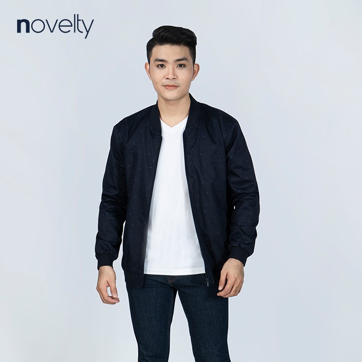 Áo Jacket Khaki Bomber nam Novelty in họa tiết màu đen NJKMHTMT3R1905622